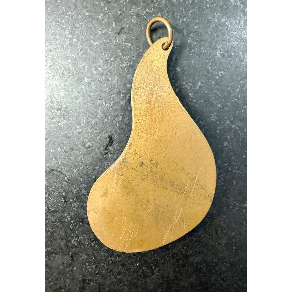 Vintage Mid Century Modern Brass Bronze Abstract Geometric Pendant 2.5"